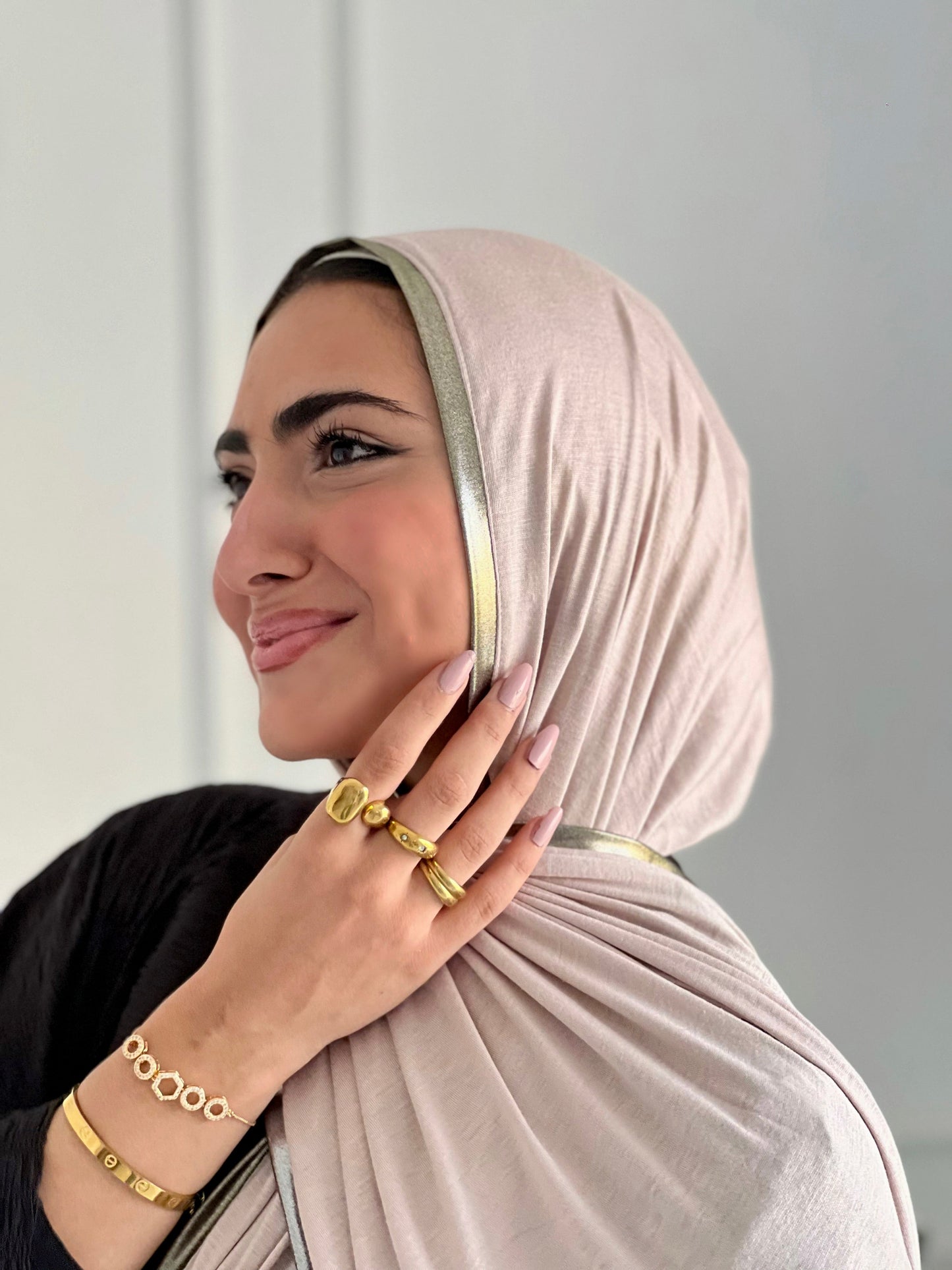 Gold & Silver Hijab - Greige