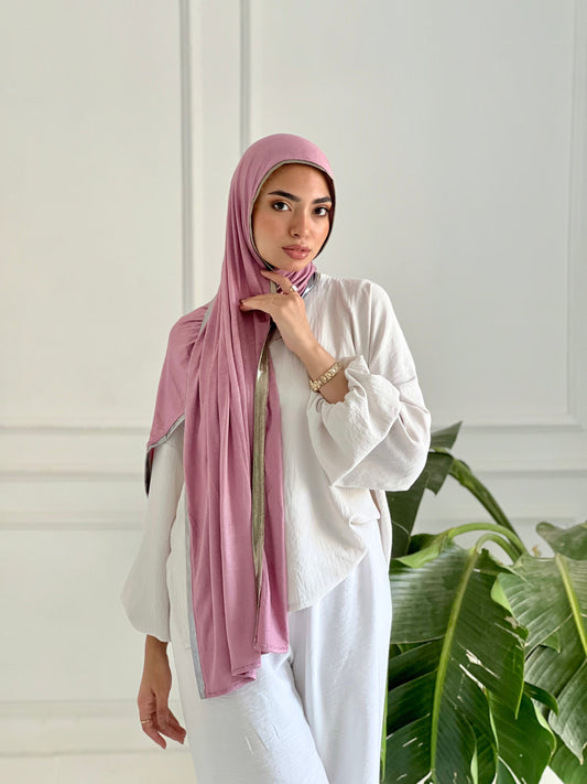 Gold & Silver Hijab - Pink