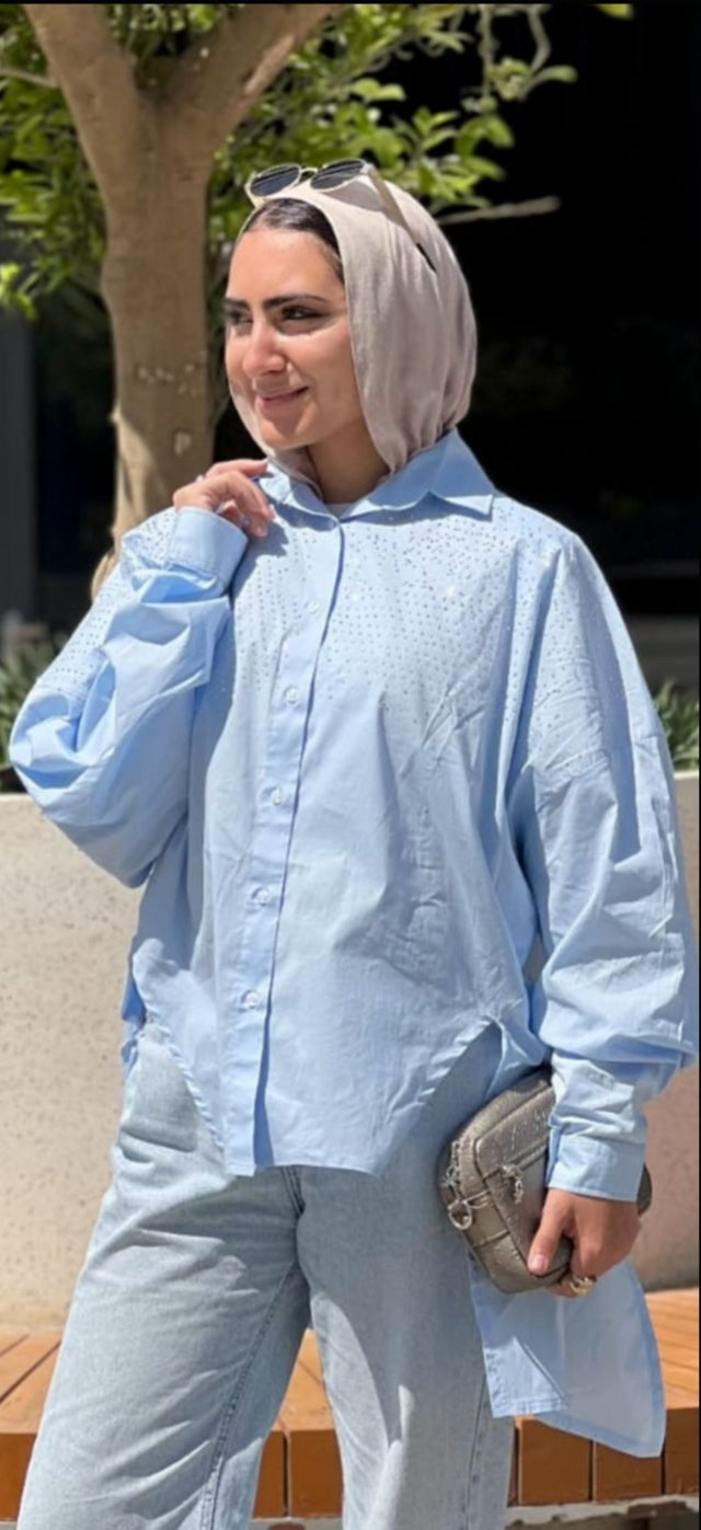 Baby blue chemise strassed