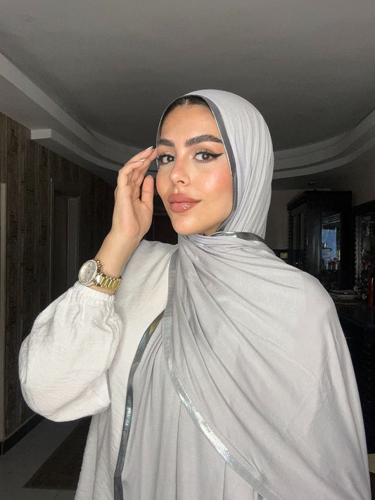 Gold & Silver Hijab - Grey